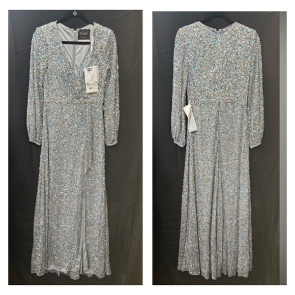 Mac Duggal 5213 NWT MULTI-COLORED SEQUIN LONG SLEEVE GOWN - Picture 8 of 10